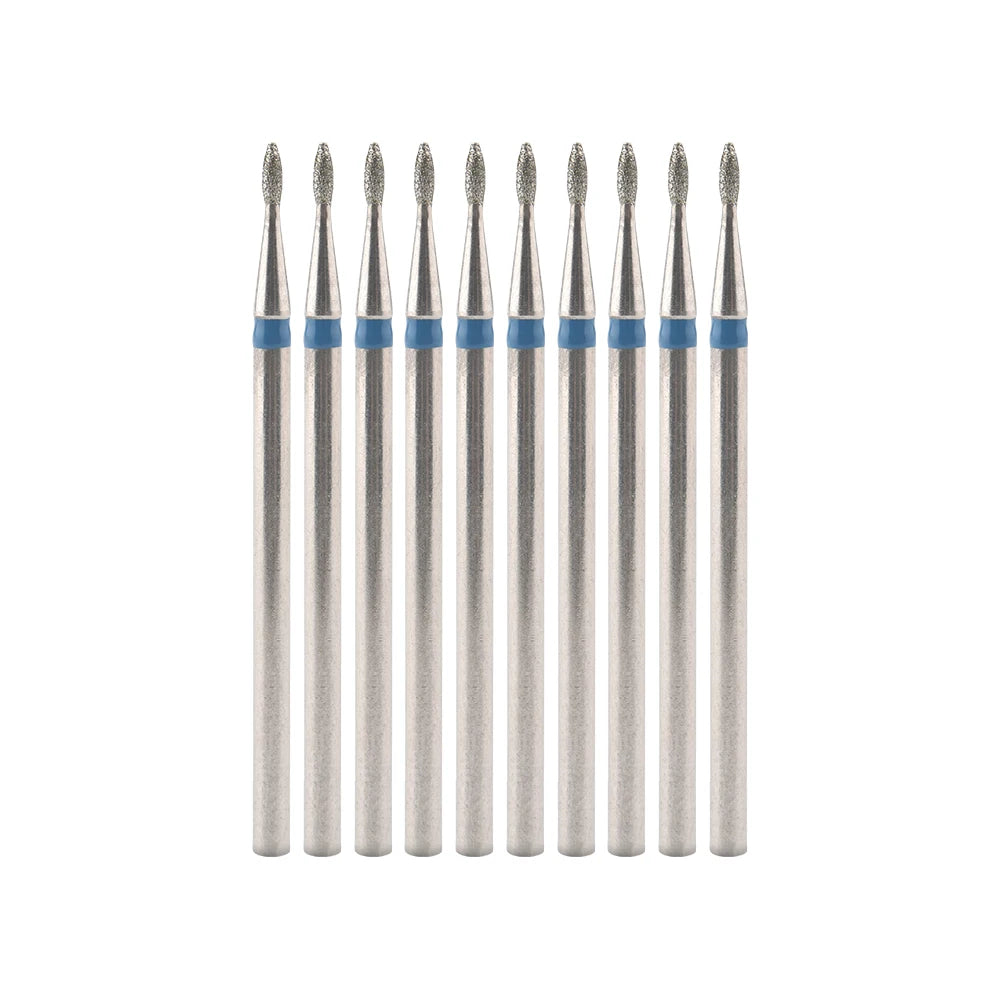 Diamond Nail Drill Bits, Listed 10-Piece Milling Accessories with 2.35mm Shanks, A-Series and Grade-Labeled Options for Professional Electric Manicure Filing