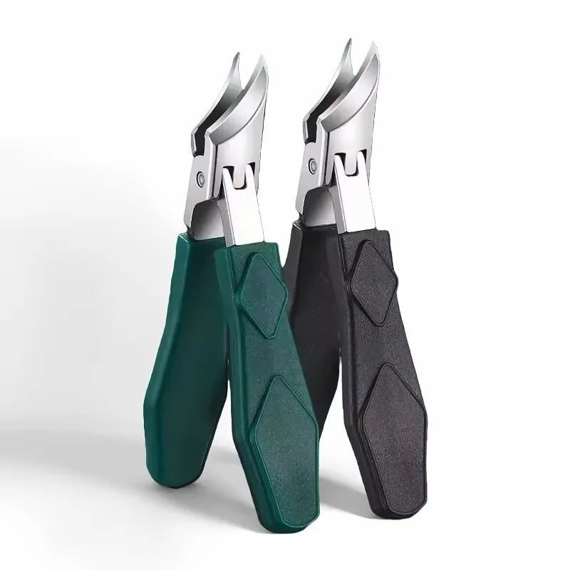 Slanted Toenail Clipper, Stainless Steel and PP Manual Nail Trimmer with Listed 10.2 x 1.8cm Size in Green or Black for Adult Home Pedicure Grooming