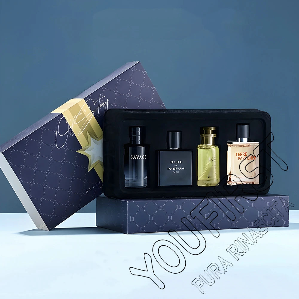 Mens Cologne Spray with 100ml Option Label and Floral Fruity Scent Reference, Gift Box and Four-Piece Set Wording for Personal Fragrance and Gift Selection