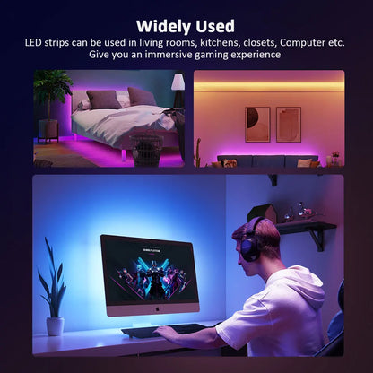 Music Sync RGB LED Strip Lights with 5V USB Power and Bluetooth 24key Option, Nine Lengths from 1m to 30m for Bedroom, TV and Party Accent Decoration