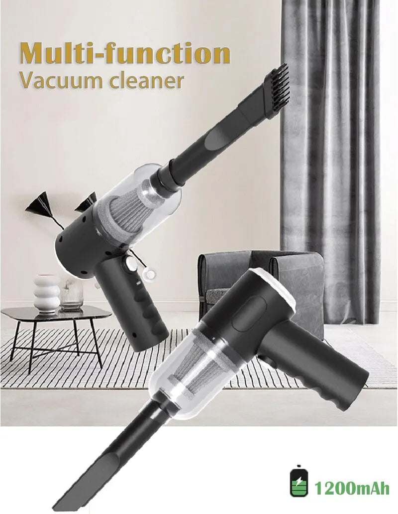 Car Vacuum Cleaner with USB Rechargeable Battery and Nozzle Kit, Black Cordless Handheld Tool for Vehicle Interior Crumbs and Household Spot Cleaning
