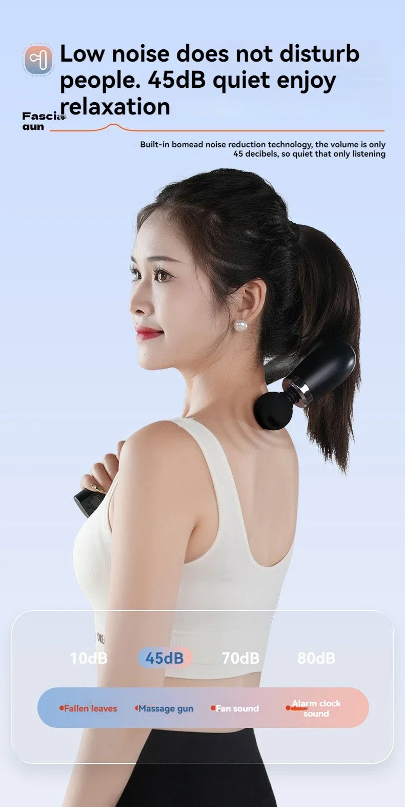 USB Rechargeable Massage Gun GB-868 with 9 Modes and 9 Intensity Levels, Handheld Electric Personal-Care Massager in Black or Silver for Home Relaxation