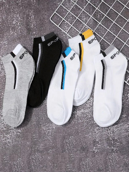 Men's Mesh Ankle Socks in Polyester, Short Casual and Sports Style Multipacks with 5, 10, 20, 30 or 40-Pair Labels and Black, White, Gray or Mixed Options