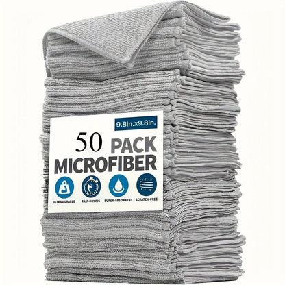 Grey and Black Microfiber Cleaning Cloths, Reusable Wiping Towels with Color-Specific Pack Sizes and 25 x 25cm Black Options for Car Windows and Home Cleanup