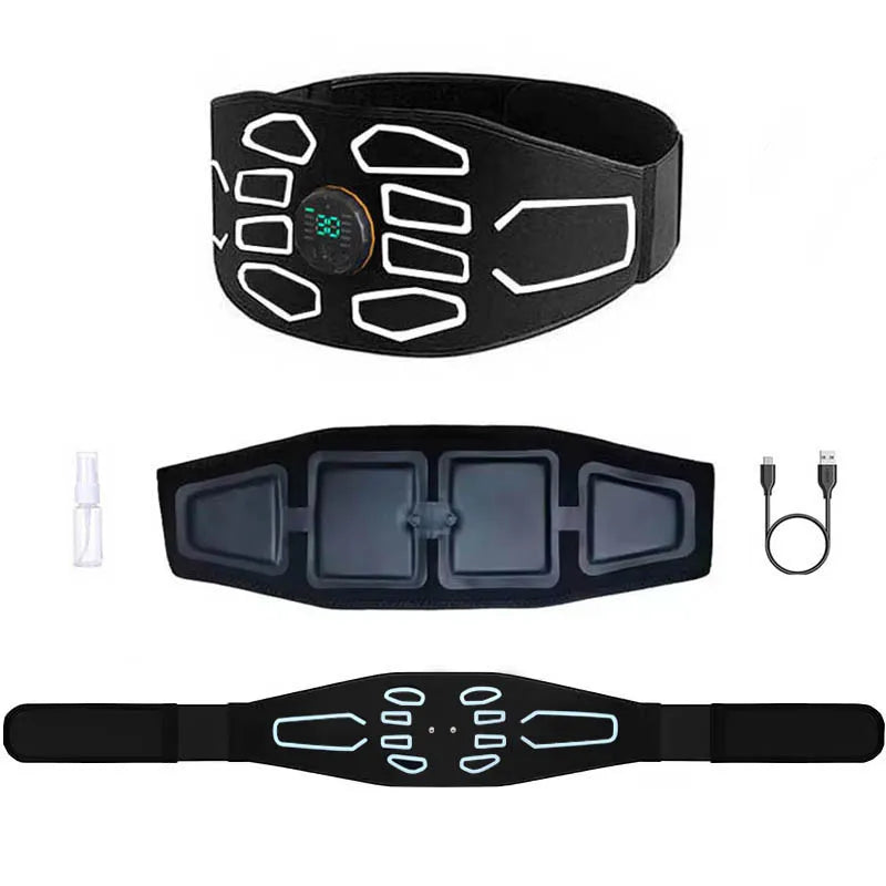 Abdominal Toning Belt with 10 Modes and 30 Intensity Levels, Type-C Charging Abs Trainer Set with Controller, Manual and Spray Bottle for Adult Home Fitness