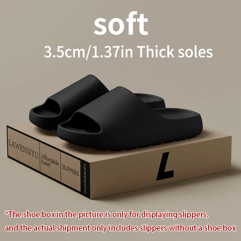 Men's EVA Slippers with Thick-Bottom Lightweight Design, Brown, Black, Beige or Green Casual House Footwear in Seven Paired Size Labels from 36-37 to 48-49