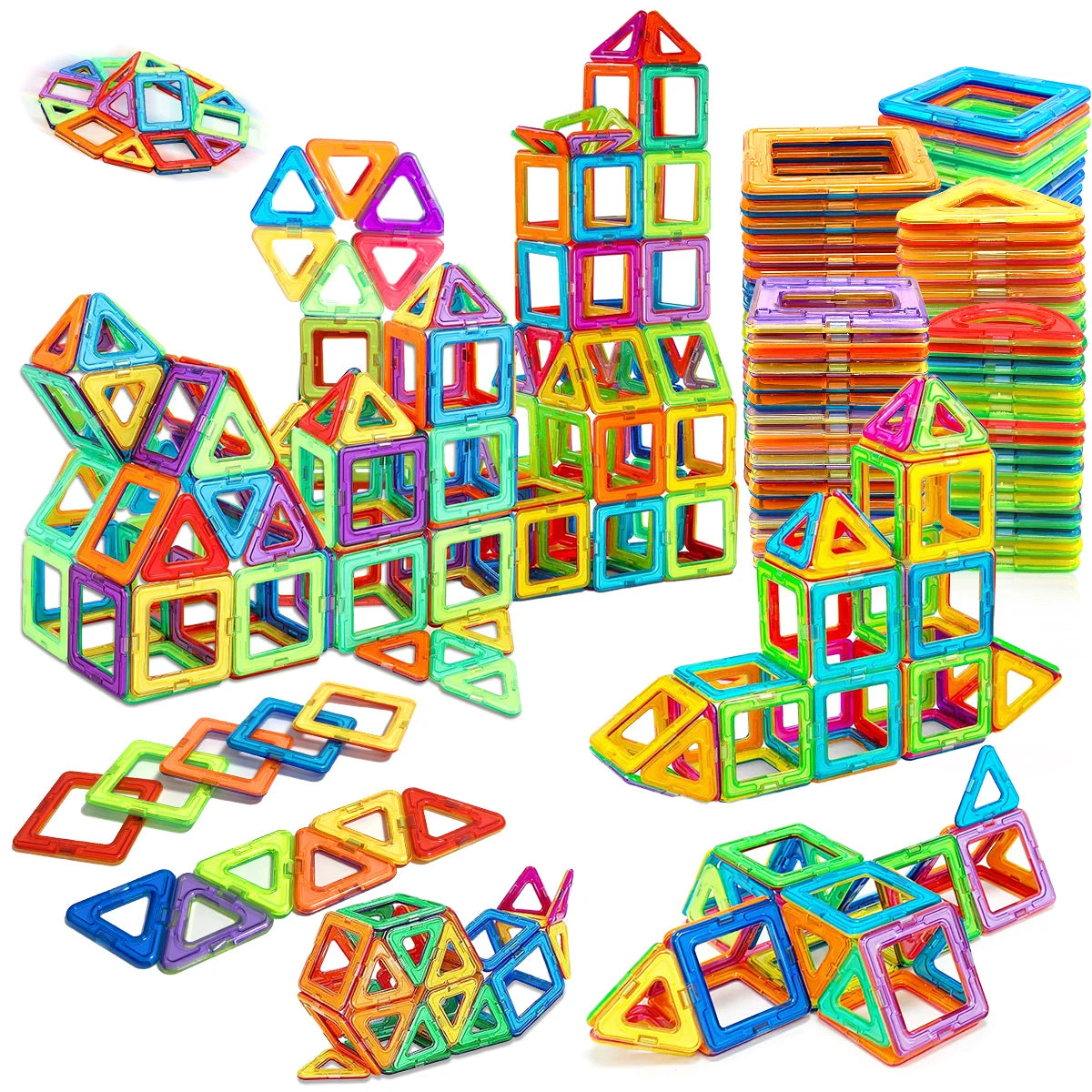 Magnetic Building Blocks with Medium Size Pieces, DIY Construction Play Sets in 20, 32, 40, 56, 60 or 84-Piece Options for Supervised STEM-Inspired Building