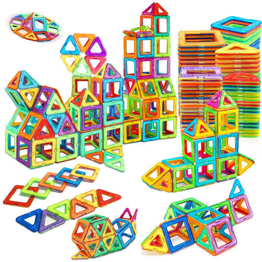 Magnetic Building Blocks with Medium Size Pieces, DIY Construction Play Sets in 20, 32, 40, 56, 60 or 84-Piece Options for Supervised STEM-Inspired Building
