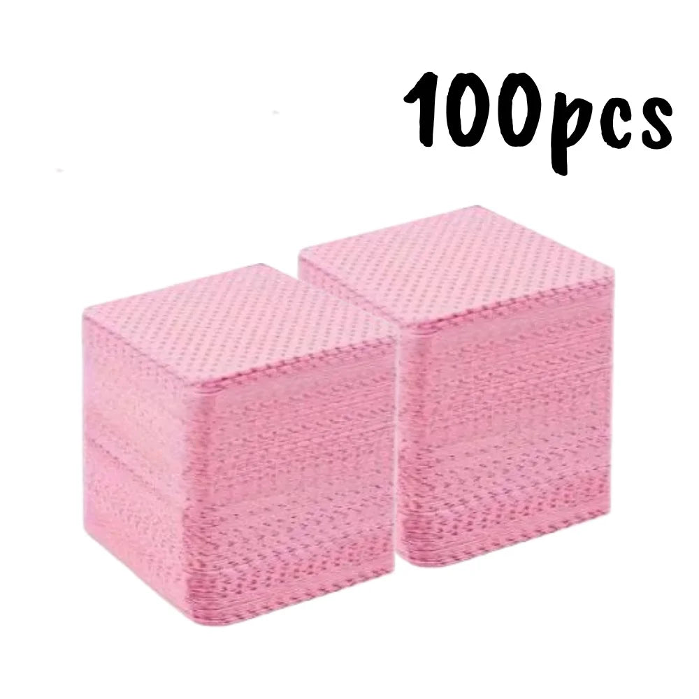 Lint-Free Nail Wipes for Gel Cleansing and Nail Polish Removal, Pink or White Manicure Pads in 20 to 600 Piece Packs with Bottle Options