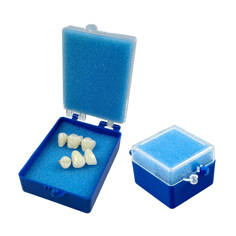 Dental Tooth Storage Boxes 50-Pack with Listed Sponge Inserts, Plastic Cases in Large or Small Black and Blue Options for Compatible Dental Item Organization