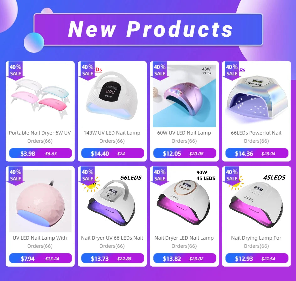 Motion Sensor UV LED Nail Lamp MATE60 with 90 Light Beads, Gel Curing Device for Home Manicure and Pedicure with US, UK, AU or EU Plug Options