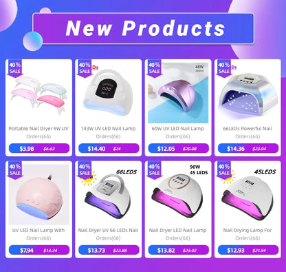 Motion Sensor UV LED Nail Lamp MATE60 with 90 Light Beads, Gel Curing Device for Home Manicure and Pedicure with US, UK, AU or EU Plug Options