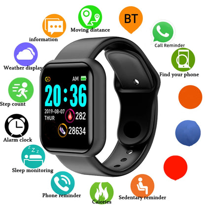 Y68 and 116Plus Fitness Smart Watch with Silicone Wristband, Circular Touch-Button Control and App Setup, Everyday Activity Tracking and Message Reminder References