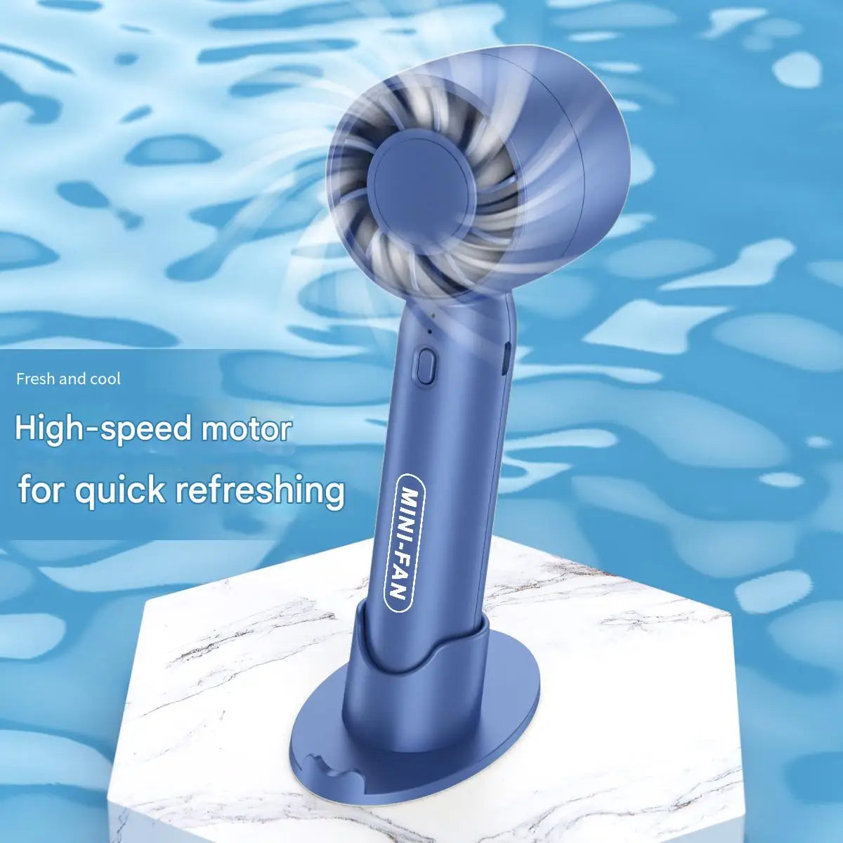 T10 Turbo Handheld Fan with USB Charging and Desktop Stand Reference, Portable Personal Airflow Fan for Desk Breaks and Travel in Blue, Pink or White