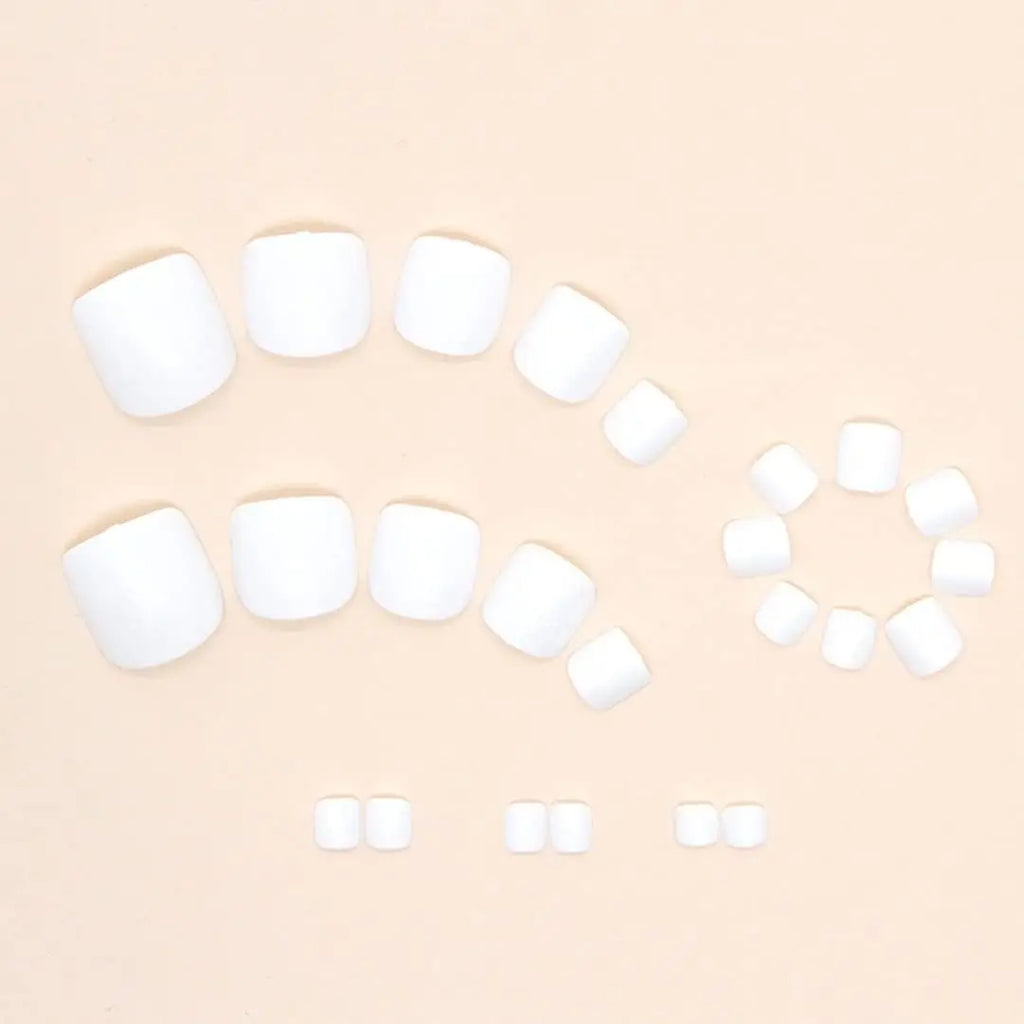 White Press On Toenails for Women, 120-Piece Box of Short Square Acrylic False Toenails for DIY Pedicure Styling, Everyday Looks and Special Occasions