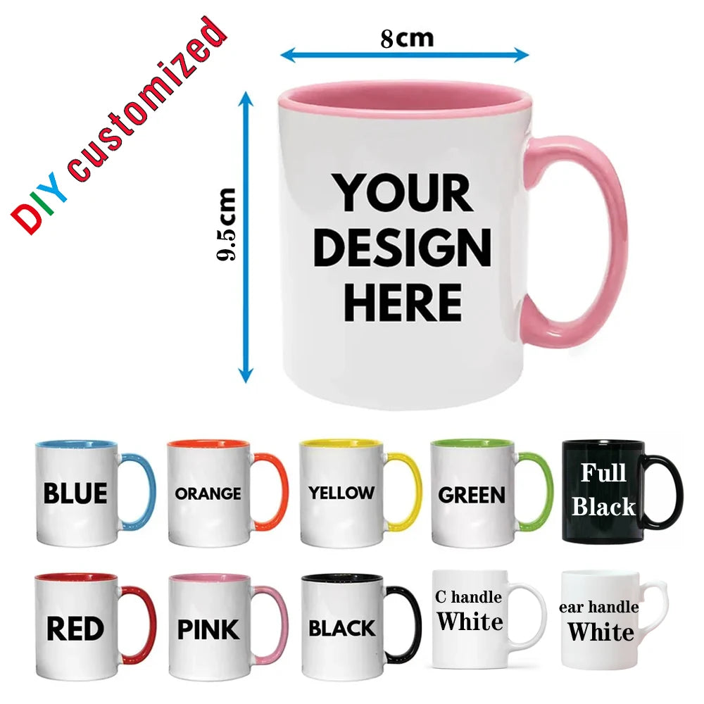 Personalized Photo and Text Mug with Custom Name or Logo Printing, Single Hand-Wash Coffee Cup with Color and Layout Options for Mother's Day and Wedding Gifts