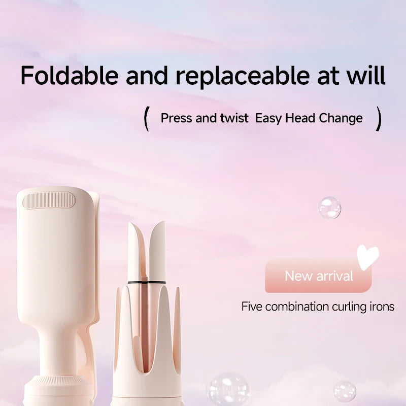 Automatic Curling Iron Set with Ceramic Rotating Styling and Multi-in-1 Bundle Options for At-Home Waves and Curls, US, EU, UK or AU Plug Choices