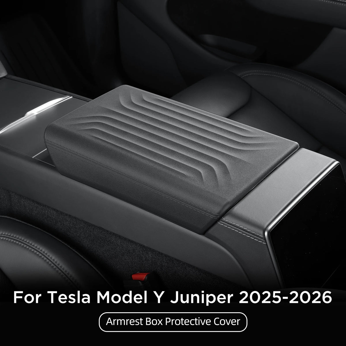 Center Console Armrest Cover with TPE and TPU Material Options, Stripe and Wavy Grain Styling for Select Tesla Model 3 Highland and Model Y Juniper Interiors