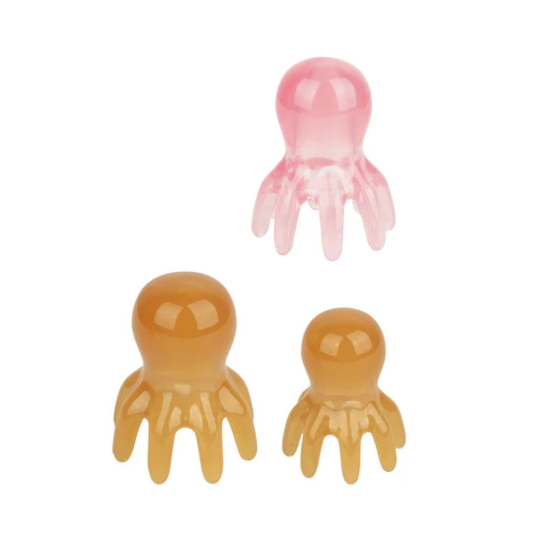 Octopus Head Massager Comb with Manual Massage Reference, Pink 5.5 x 7.3cm or 5.5 x 6.5cm and Yellow 4 x 6cm Options for Adult Personal Care Routines