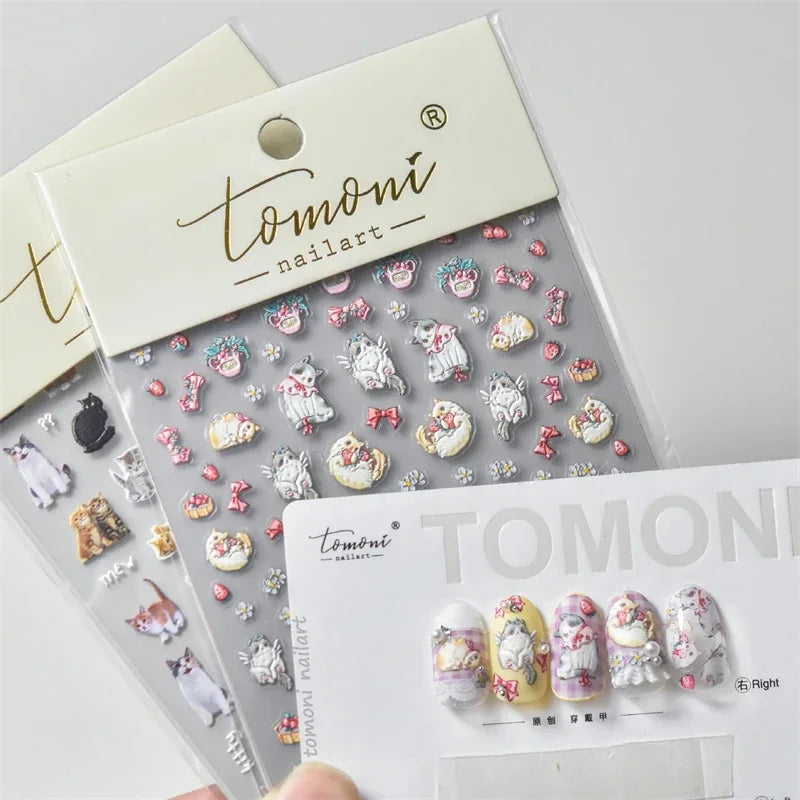 Embossed Nail Art Stickers, 5D Relief Self-Adhesive Decorative Decals for DIY Manicures with TO2907, TO2908, TO2910 and TO5172 Style Options