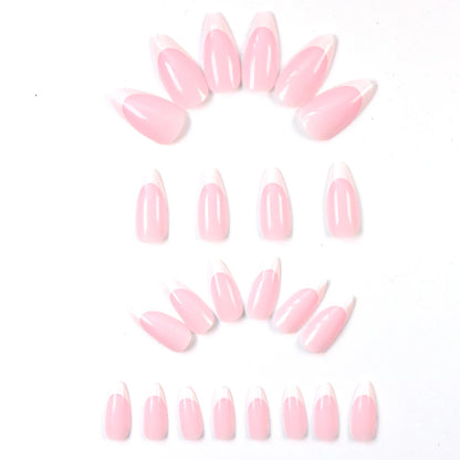 Glossy Fake Toenails with Listed 48-Piece Full-Cover Design, French-Inspired Nail Styling in Nine Color Options for Women's At-Home Pedicure and Vacation Looks
