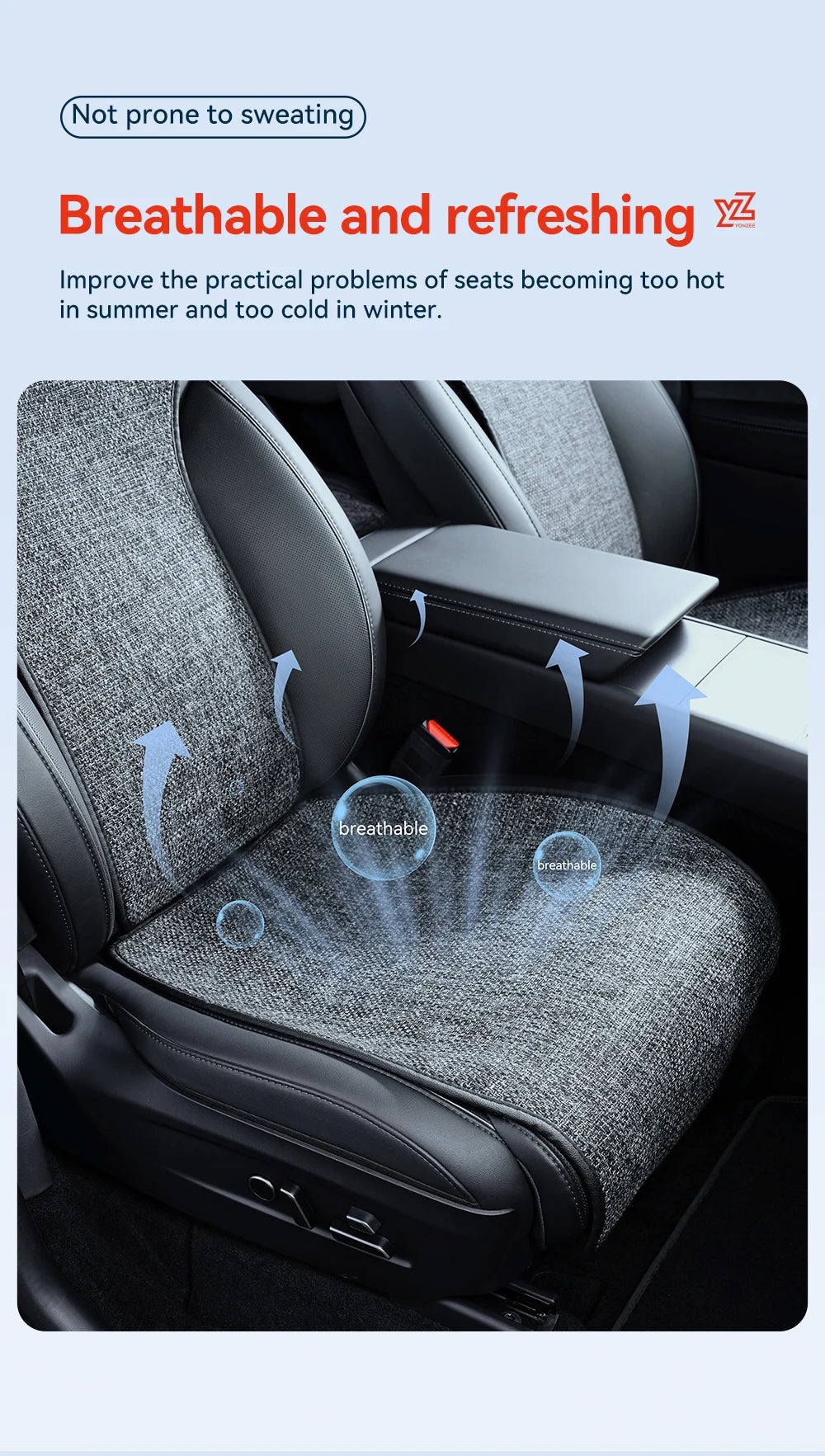 Car Seat Cushion Pads Listed for 2026 Tesla Model YL Six-Seat Layout, YZ Mesh Composite Fabric with Linen and Ice Silk References, Row-Specific Pack Options