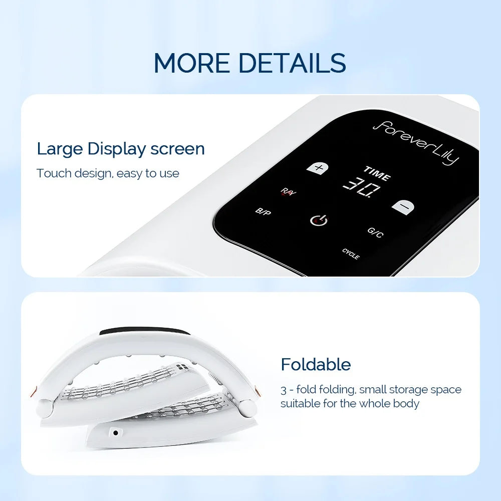 LED Beauty Light Machine with Foldable Face and Body Design, Seven Color and Heating Model References, Eye Protection and Regional Plug Options