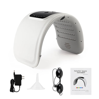 Seven-Color LED Skin Care Device with 100 LEDs, Foldable ABS Design and Touch Controls, Separate Spray or No-Spray Versions with Four Plug Options