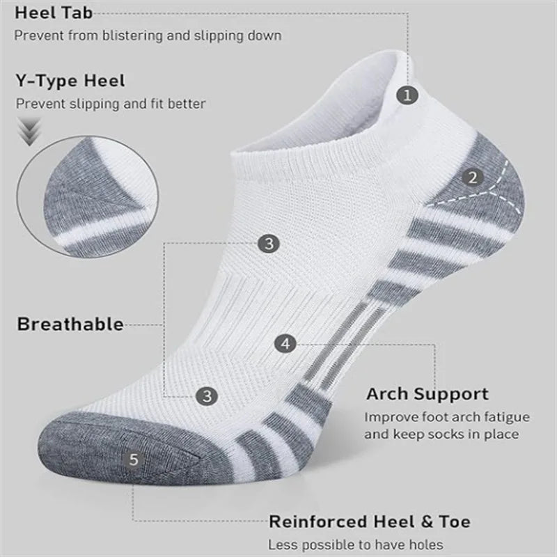 Cushioned Ankle Running Socks with Low-Cut Tab Design, Polyester Athletic Multipacks in 6, 12, 24 or 30 Pairs for Men's and Women's Workouts and Daily Wear