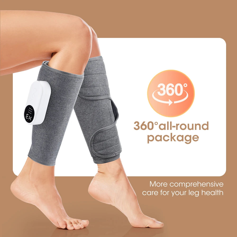Heated Calf Compression Massager with Three Heat Settings, Three Massage Modes and Intensities, 2000mAh Battery and USB-C Charging in Single or Pair Options