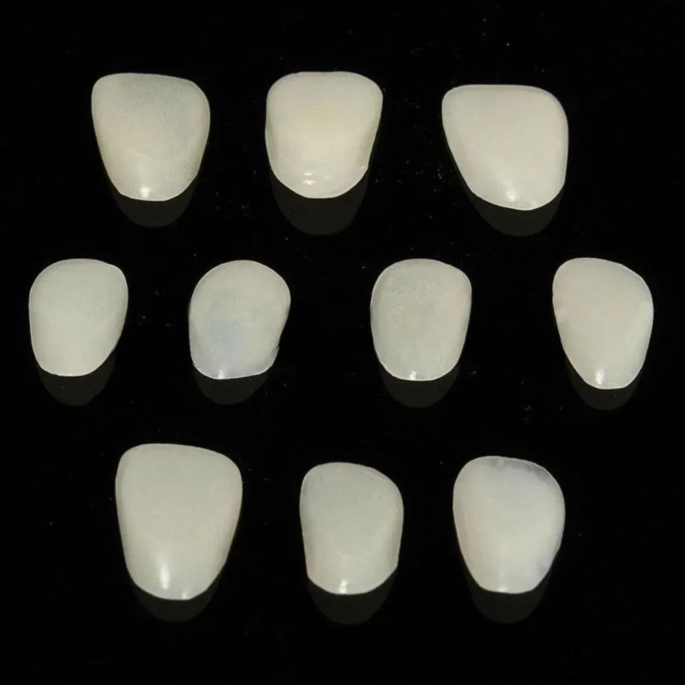 Temporary Dental Veneer Pieces for Front Teeth, Mixed-Size Cosmetic Cover Listing in Slightly White or Slightly Yellow Options for Professional Dental Review