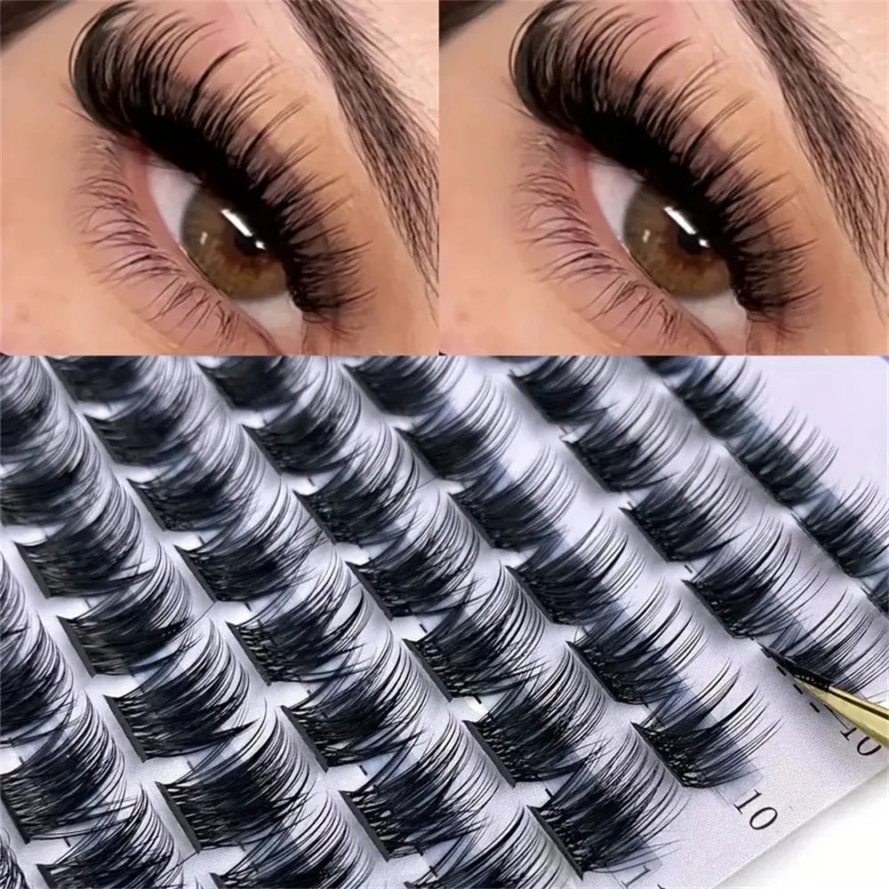 168-Piece Lash Cluster Set with Listed 9–16mm Mixed Lengths and 0.07mm Thickness, D and DD Curl References for Custom Eye Makeup Styling