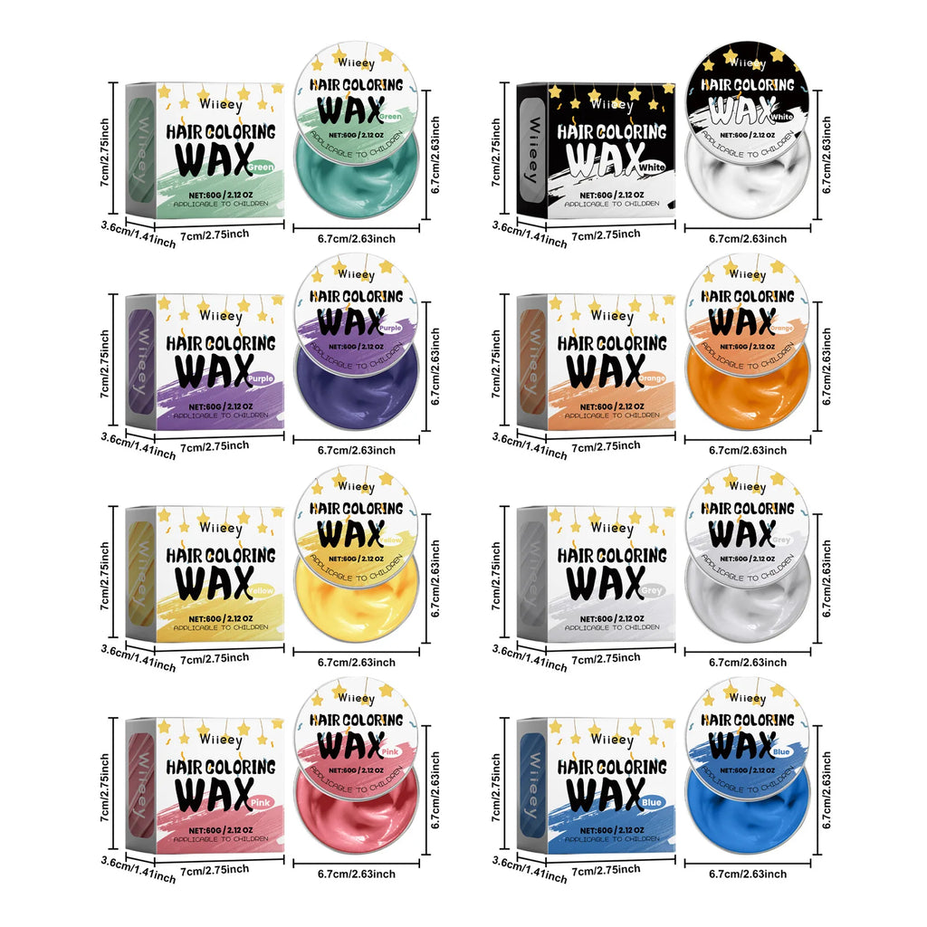Temporary Hair Color Cream, 60g Boxed Styling Color in Eight Individual Shades for Creative Hairstyles, Costume Parties and At-Home Hair Makeup