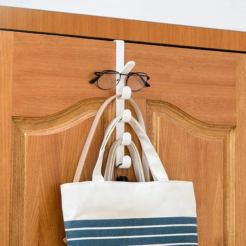 Over-the-Door Hanging Rack for Bags, Hats and Jackets, Single ABS Plastic Bedroom Storage Organizer in White, Black or Brown with 27 x 4.5cm Size Reference