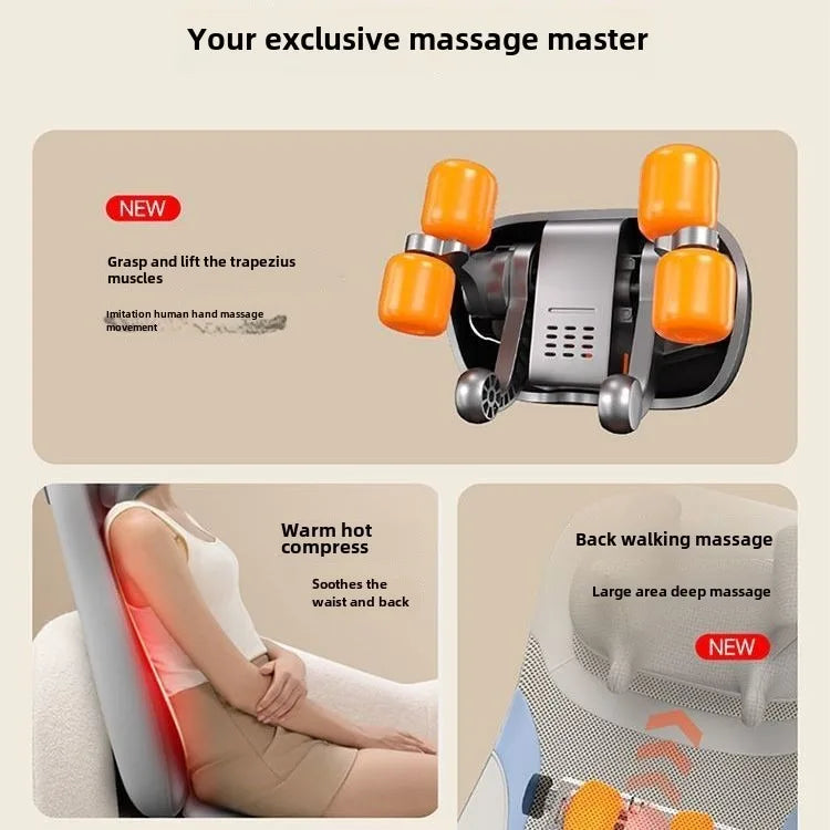 5 Vibrations Waist Hips Electric Back Massager Cervical Massage Chair Seat Cushion for Body Shiatsu Heated Kneading Relaxarion