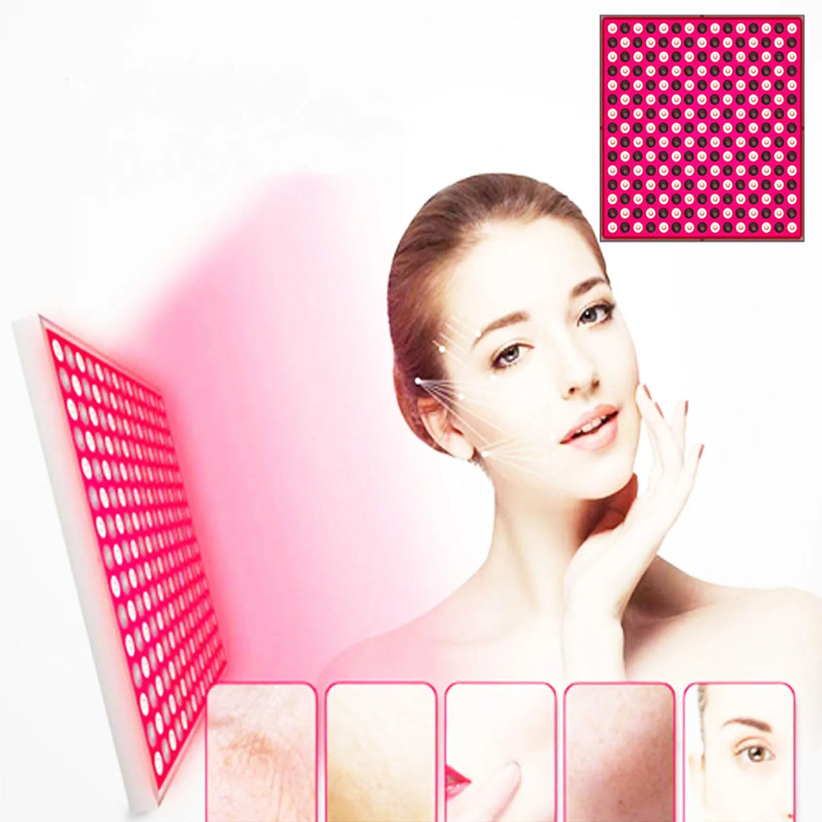 Red LED Light Panel with Listed 45W Power and 660nm 850nm Wavelengths, Combination Home Beauty Lamp with US or EU Plug Options for Manual-Guided Use