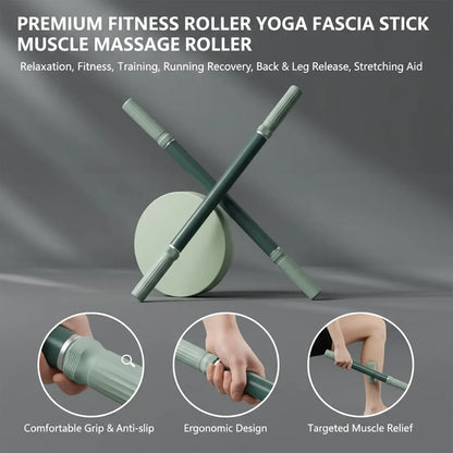Yoga Fascia Massage Stick, 57cm Extended Handheld Muscle Roller in Green or Purple for Adult Fitness and Gentle Leg Massage Routines at Home