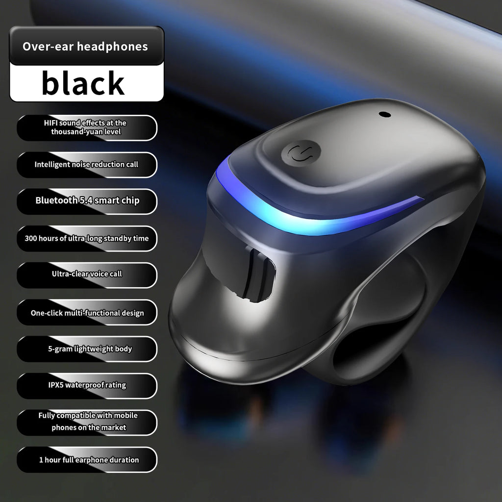 Single Ear Clip Earphone with Listed Bluetooth 5.3 Wireless Connectivity, Black or White Options and Sport-Style Headset Design for Personal Audio