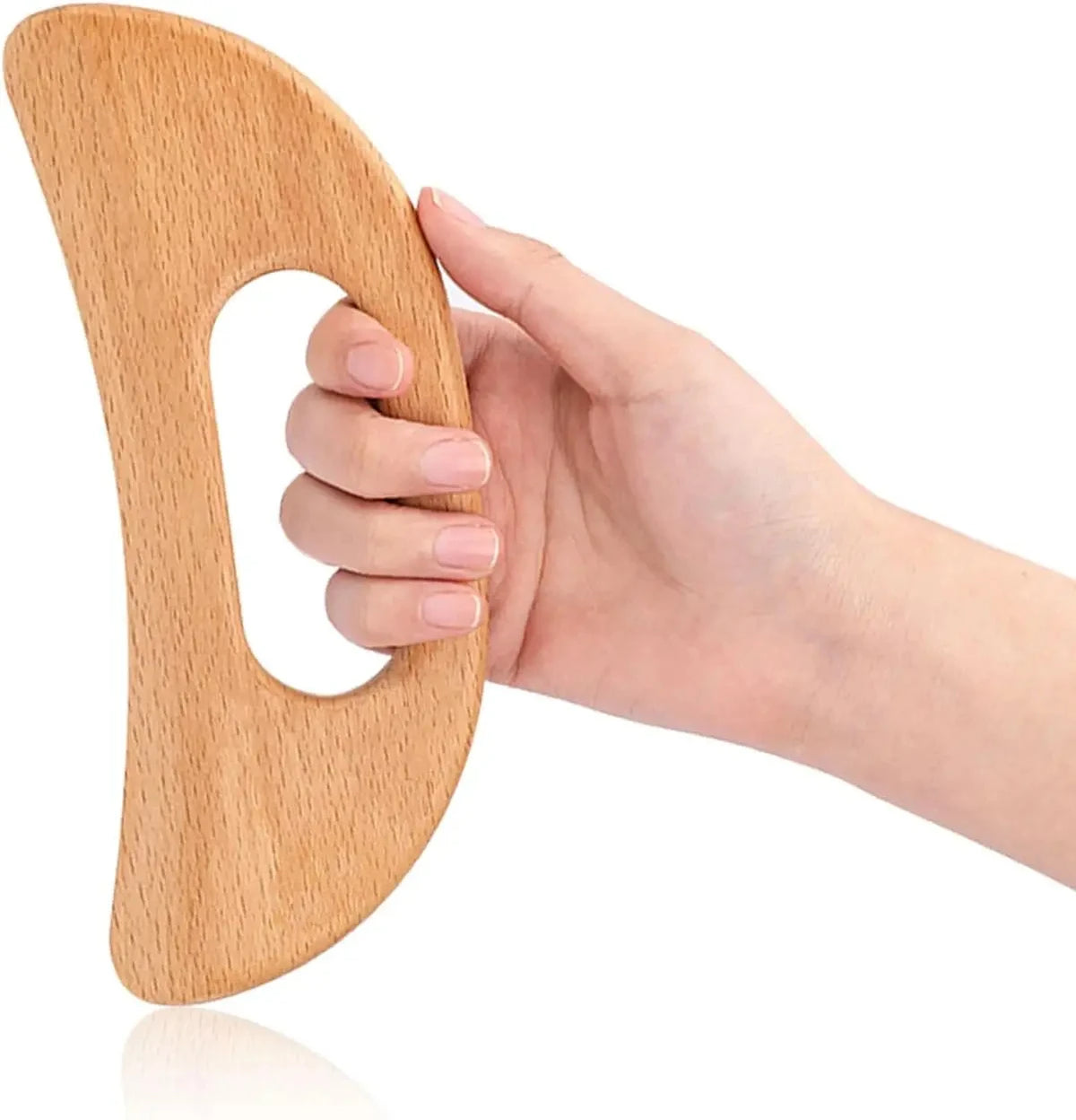 Wooden Body Massage Tool for Adults, Manual Gua Sha-Style Scraper in Wood Color for Back Massage and Gentle At-Home Personal Care Routines