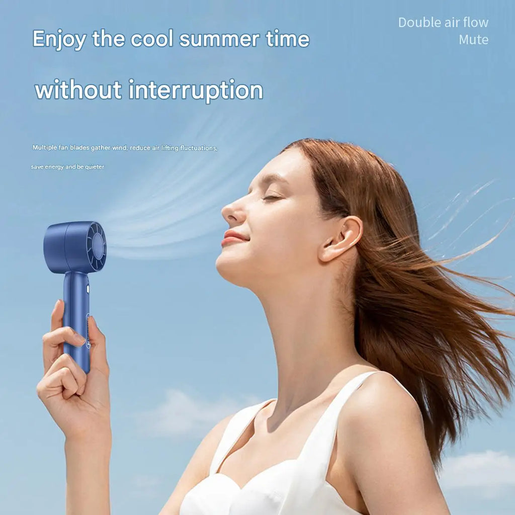 T10 Turbo Handheld Fan with USB Charging and Desktop Stand Reference, Portable Personal Airflow Fan for Desk Breaks and Travel in Blue, Pink or White