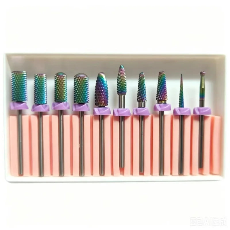 Nail Milling Cutter Set with Listed 13-Piece Assortment, Rotary Polishing Head Accessories for Compatible Manicure Machines in Twelve Numbered Options