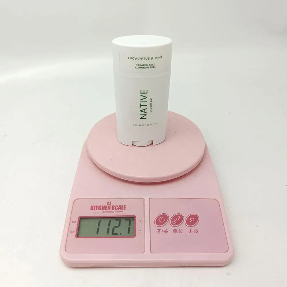 Body Deodorant Stick with Listed 75g Net Content and Twist-Up Solid Format, A to E Scent Option Labels for a Label-Guided Everyday Personal Care Routine
