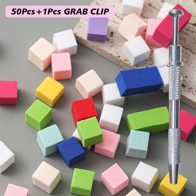 Ombre Nail Art Sponges, Square Gradient Manicure Tools with 50- or 100-Piece Pack Options, Selected Boxed Sets and Separate Clip for DIY Color Blending