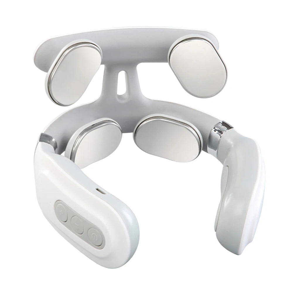 100V JP Plug Neck Massager with Listed USB Rechargeable Design, Four-Head Heating and Adjustable Intensity for Adult Relaxation, Compatibility Check Required