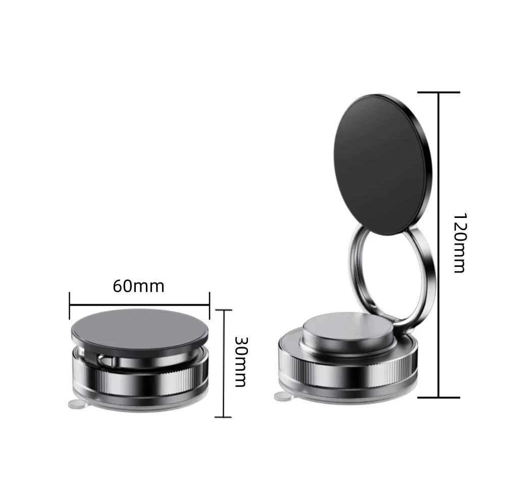 Vacuum Magnetic Car Phone Holder in Black, Suction Cup Mount with Locking Knob and Listed 360-Degree Rotation for Compatible Smooth Flat Surfaces