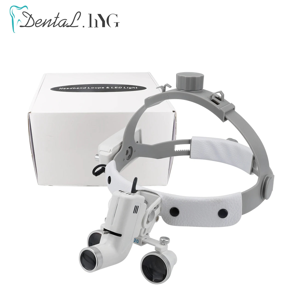 Dental Loupes with LED Headlight, 2.5X or 3.5X Binocular Magnifier with Listed 5W Light, Adjustable Brightness and Spot, US or EU Plug Options