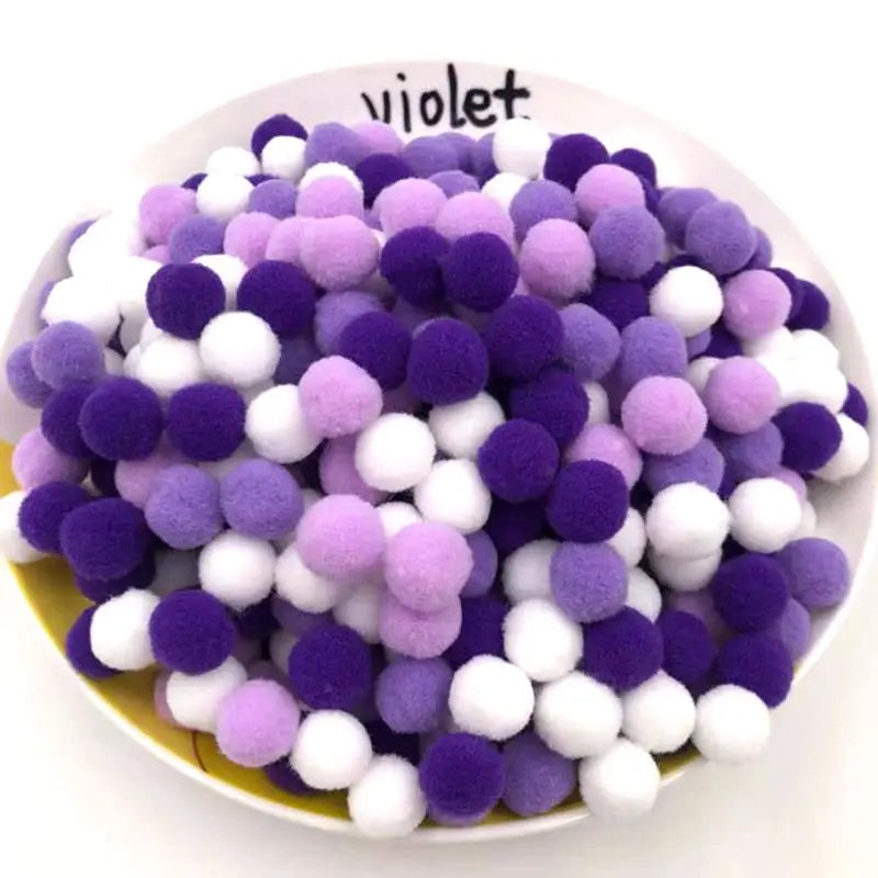Cat Pom Pom Balls in Colorful Polyester, Listed 3 cm Plush Puff Toys for Supervised Indoor Chase and Batting Play, 20 to 500 Piece Pack Options