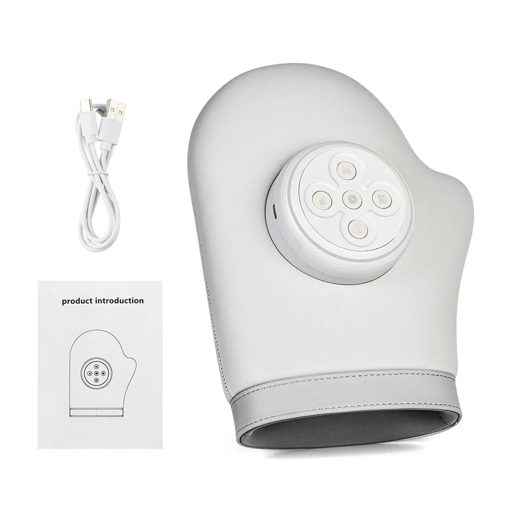 Electric Hand Massager in White with Air Compression, Three Listed Modes and Five Intensity Levels, 2000mAh Rechargeable Battery and 15-Minute Timer for Adult Relaxation