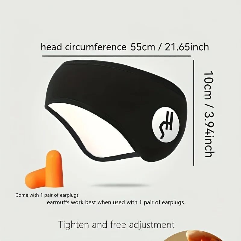 Sleep Mask with Ear Covers, Adjustable Soft Black Eye and Ear Cover with Lightweight Design for Airplane Travel, Home Rest and Nap Routines
