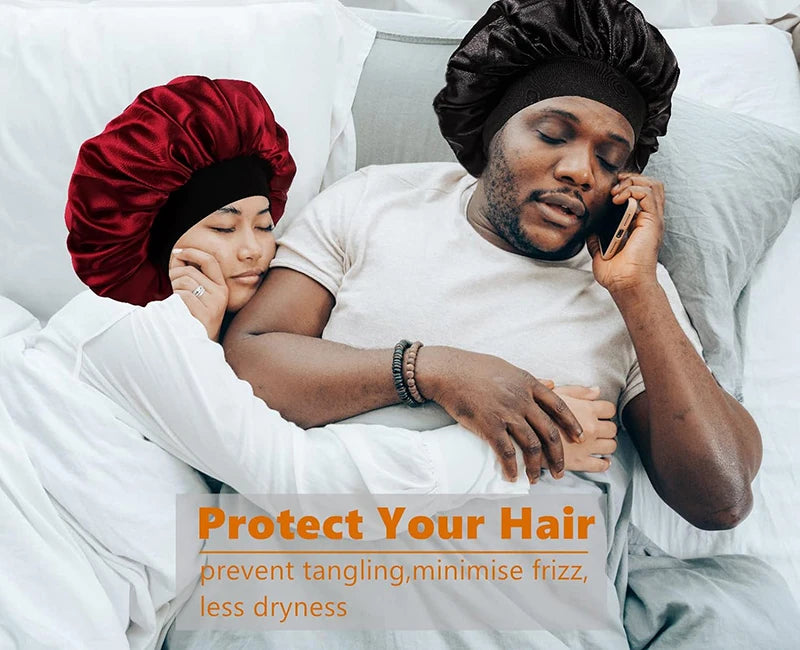Long Tail Durag with Satin Bonnet and Dome Cap References, Polyester Adult One-Size Headwear in Seven Colors with Three-Piece Lot Wording for Unisex Styling